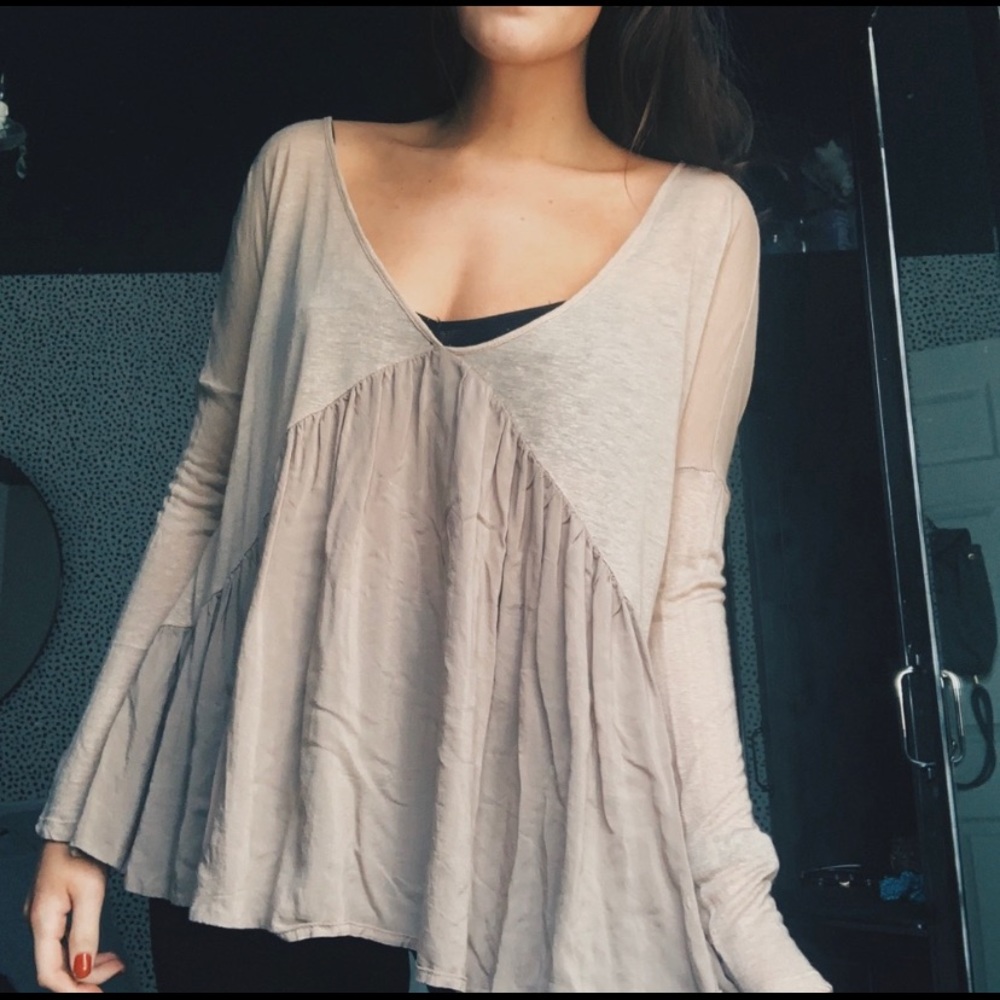 UO Flowey Taupe Top